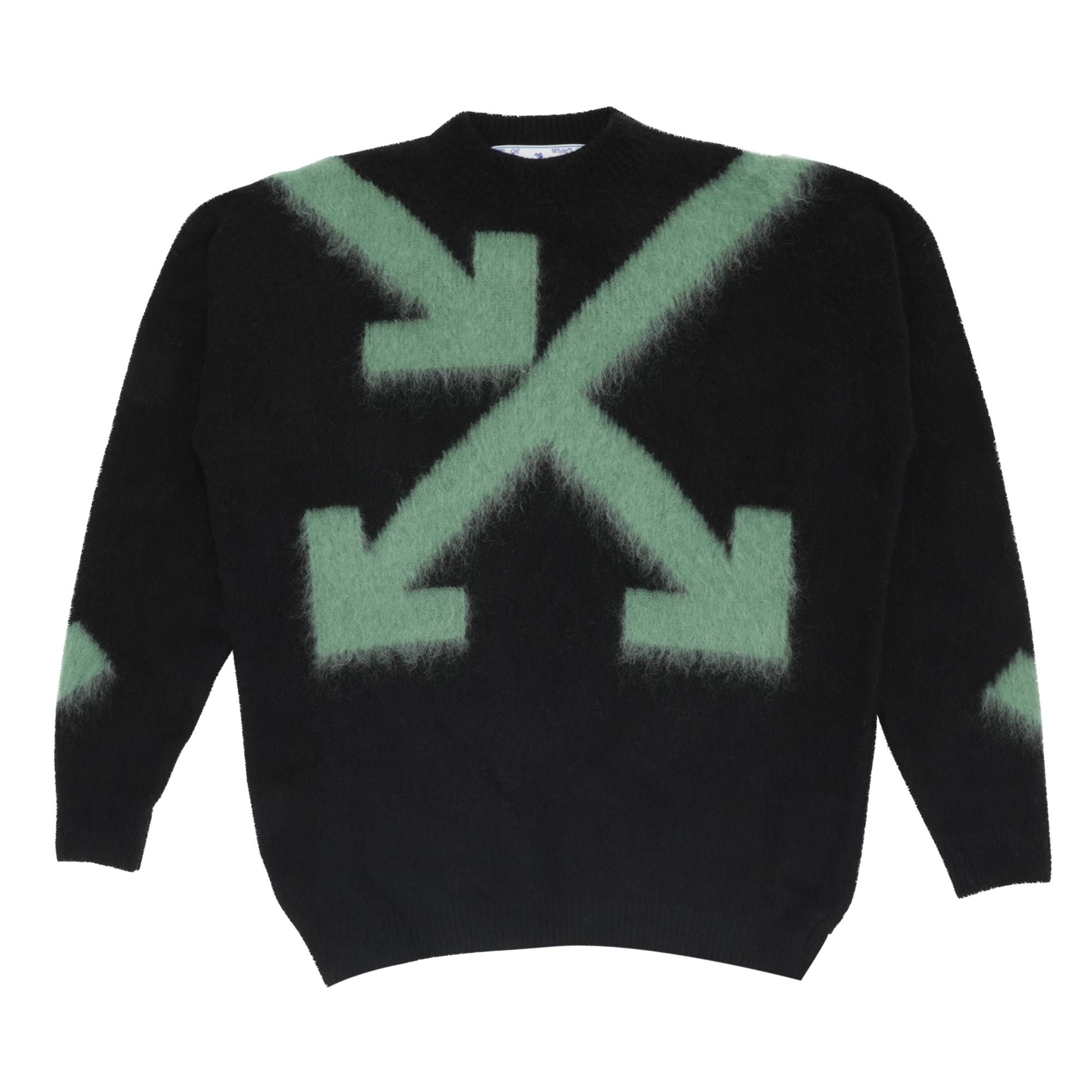 Off-White Fuzzy Arrows Crewneck 'Black/Hedge Green' - 1