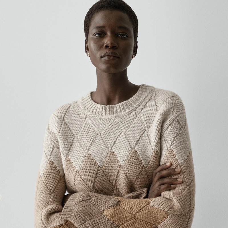 Diamond Weave Sweater in Felted Wool-Cashmere 5