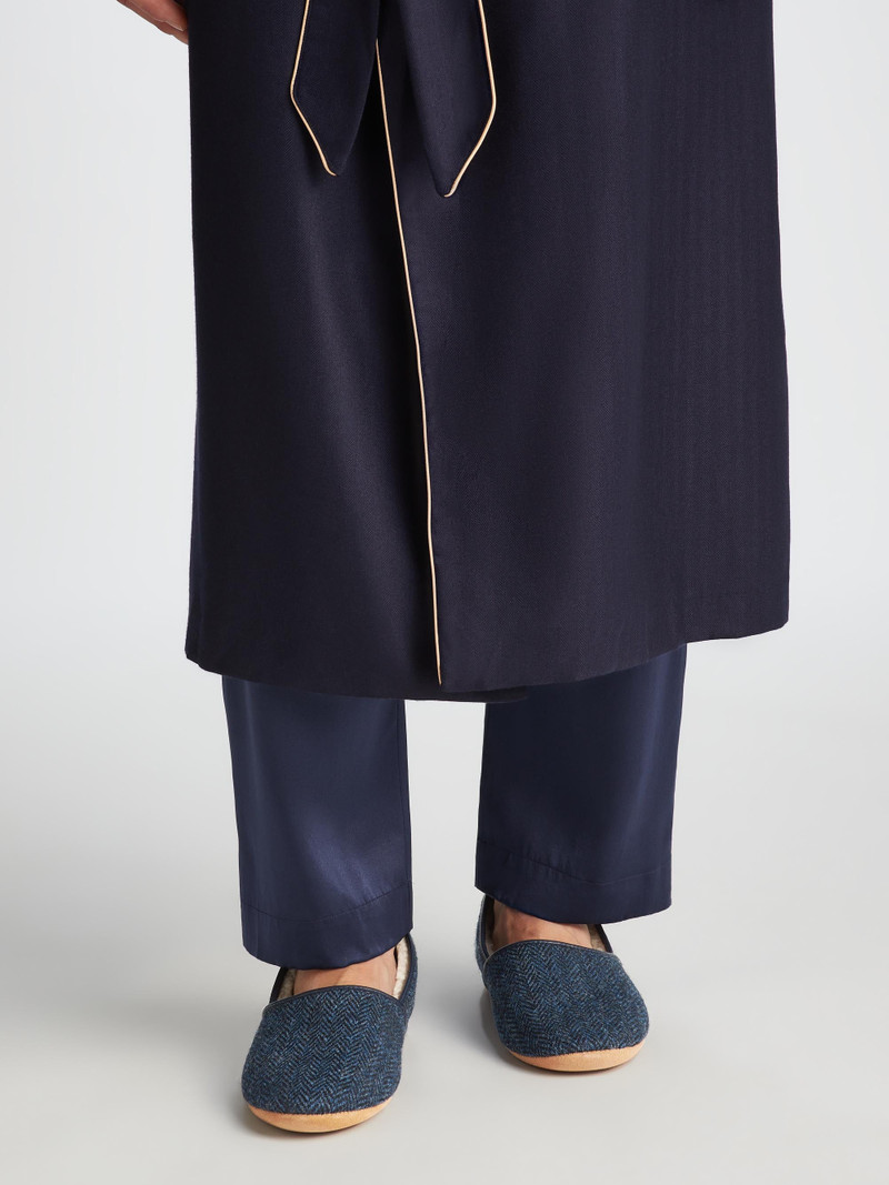 Men's Slippers Crawford 2 Harris Tweed Sheepskin Navy 3