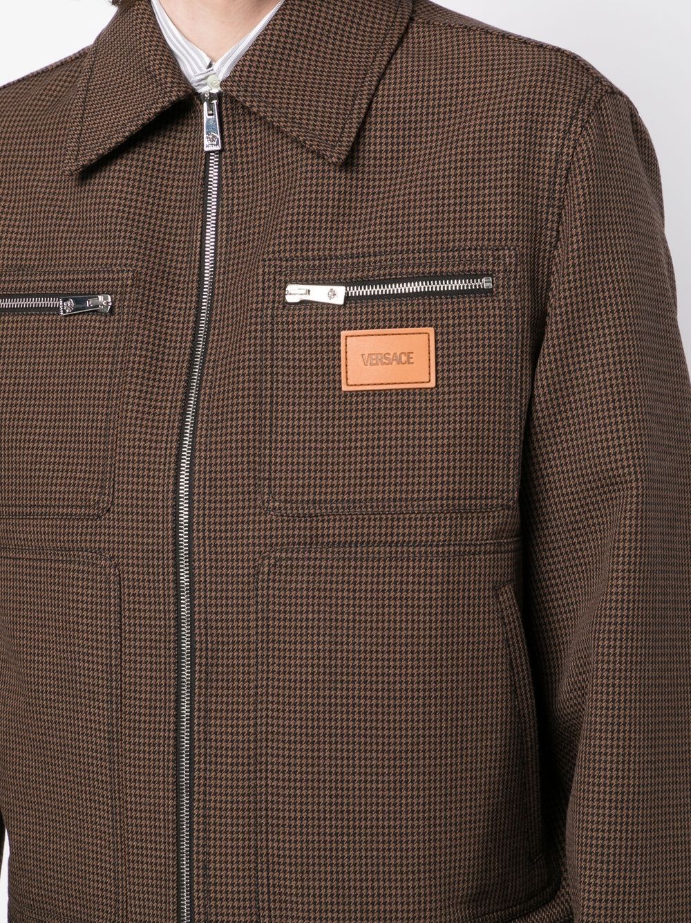 wool check-pattern shirt jacket - 5