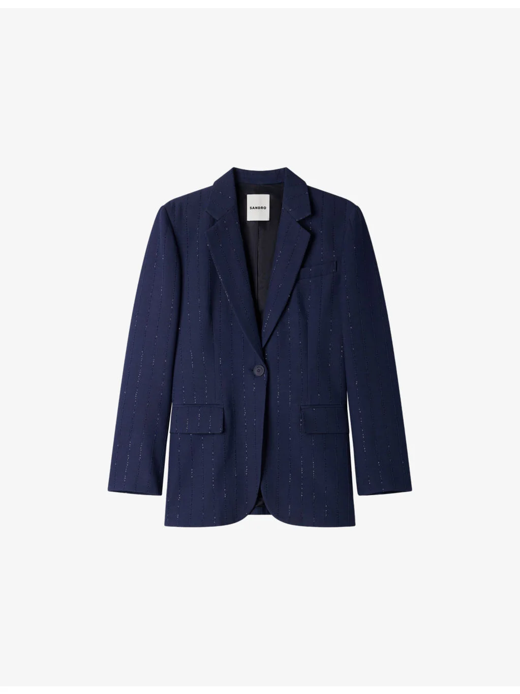 Sequin-Stripe Single-Breasted Woven Blazer - 1