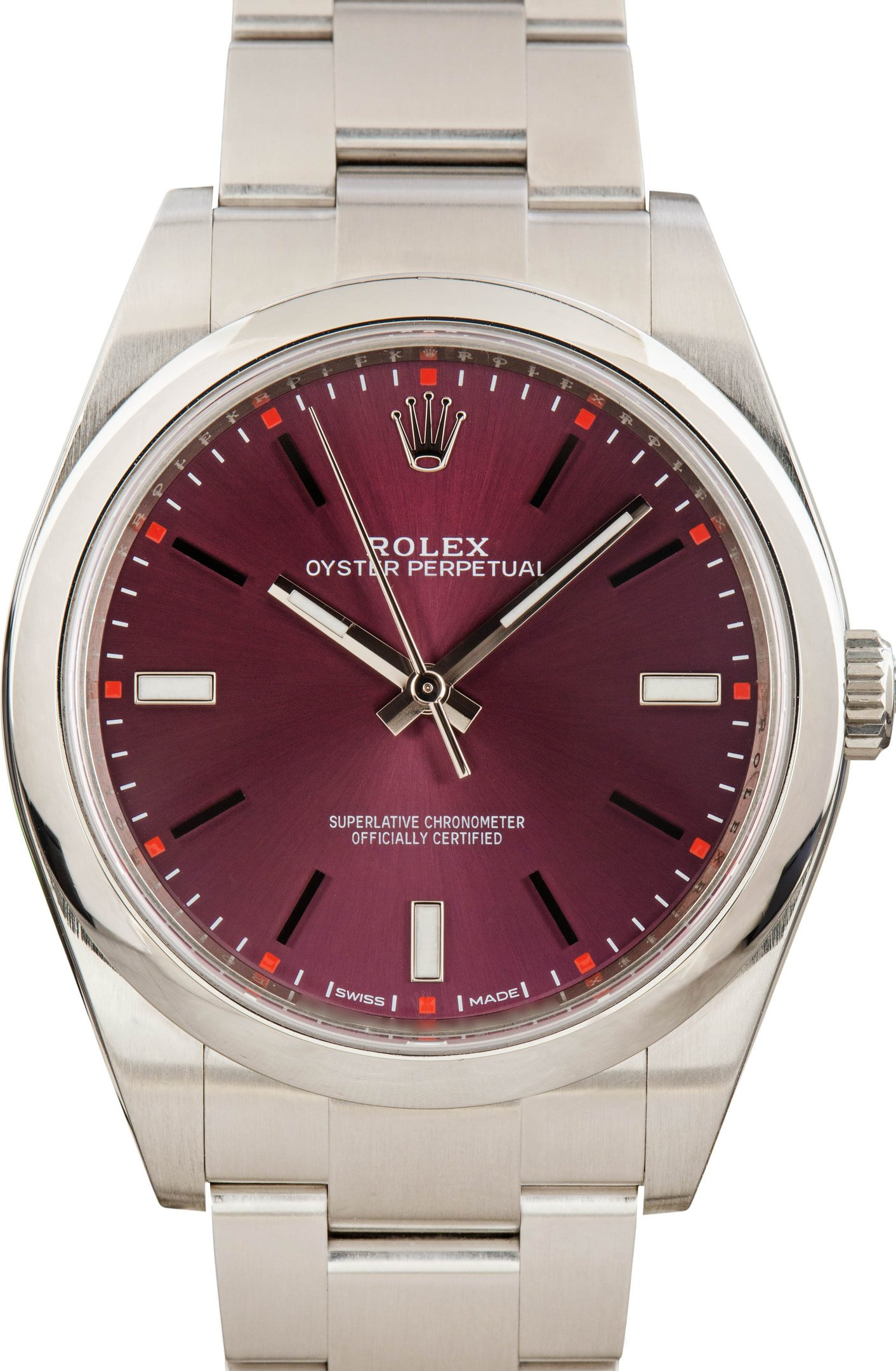 Rolex Oyster Perpetual 39MM Ref 114300 Red Grape Dial - 1