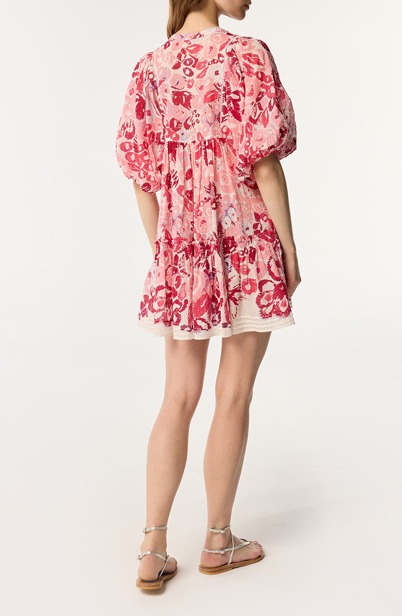 Poupette St Barth Aria Stripe Floral Cotton Cover-Up Minidress in Pink at Nordstrom - 2