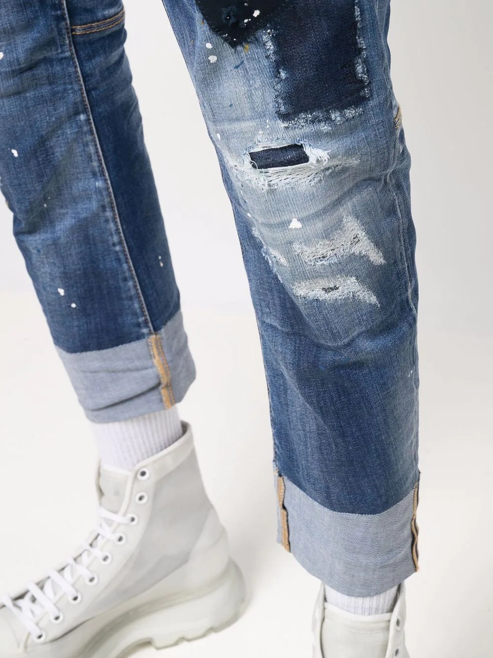 distressed-effect cropped jeans - 5