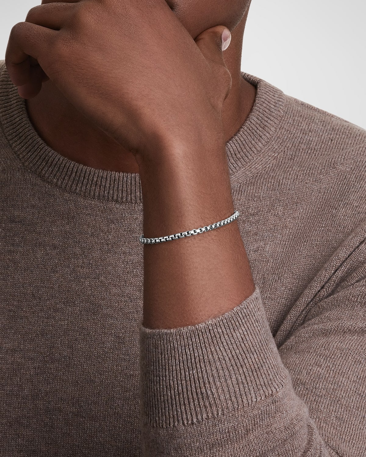 Men's 4mm Box Chain Bracelet in Silver - 2