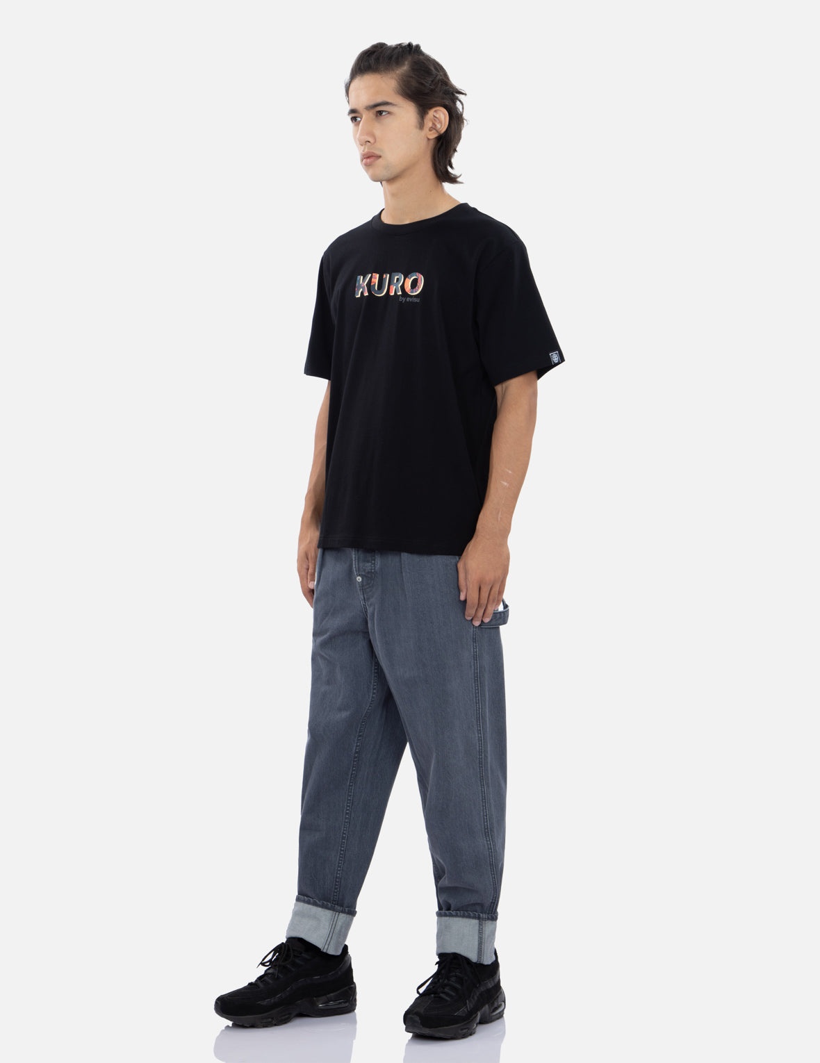 Brush Effect Seagull Print Carrot Jeans - 4