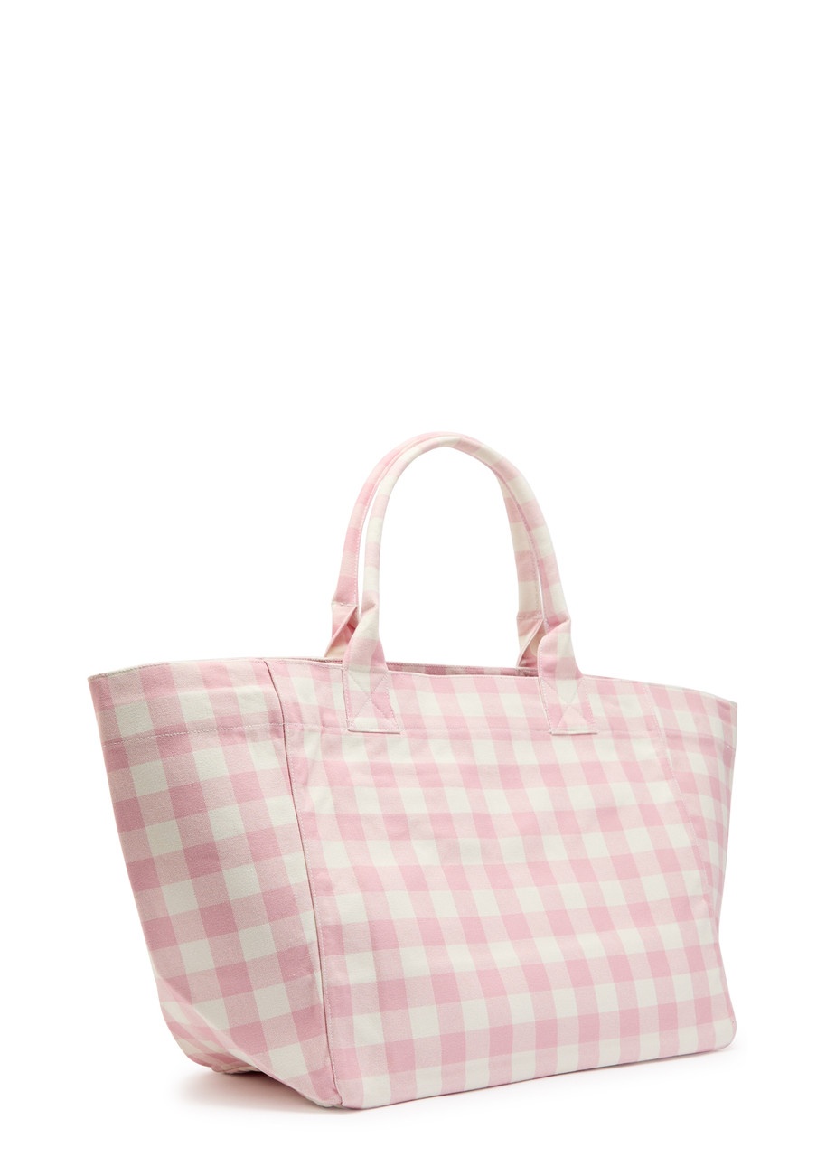 Ganni Vichy Xxl Checked Shopper Canvas Tote - 2