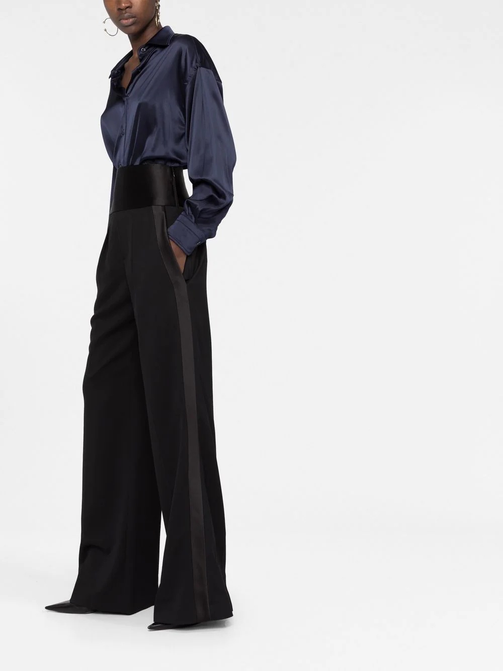 wide-leg high-waisted trousers - 6