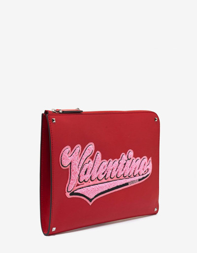 Valentino Red Leather Varsity Logo Document Holder outlook