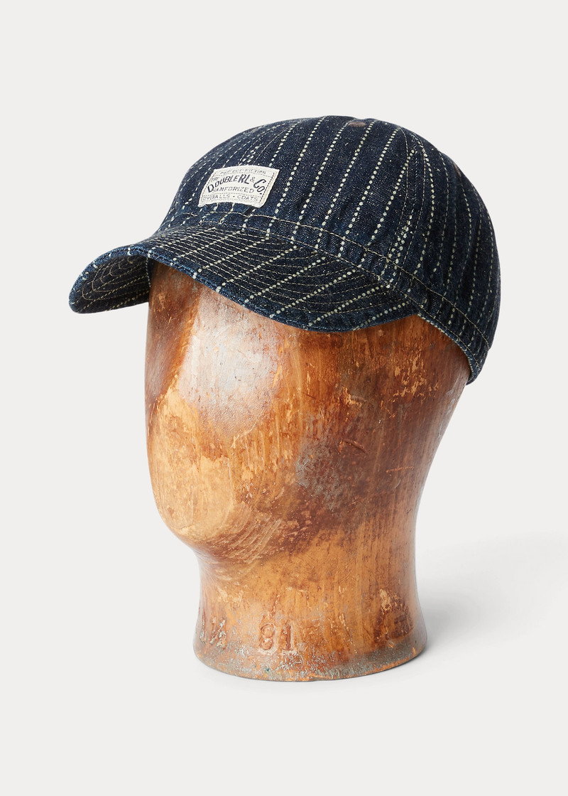 Indigo Dot-Stripe Denim Service Cap 1