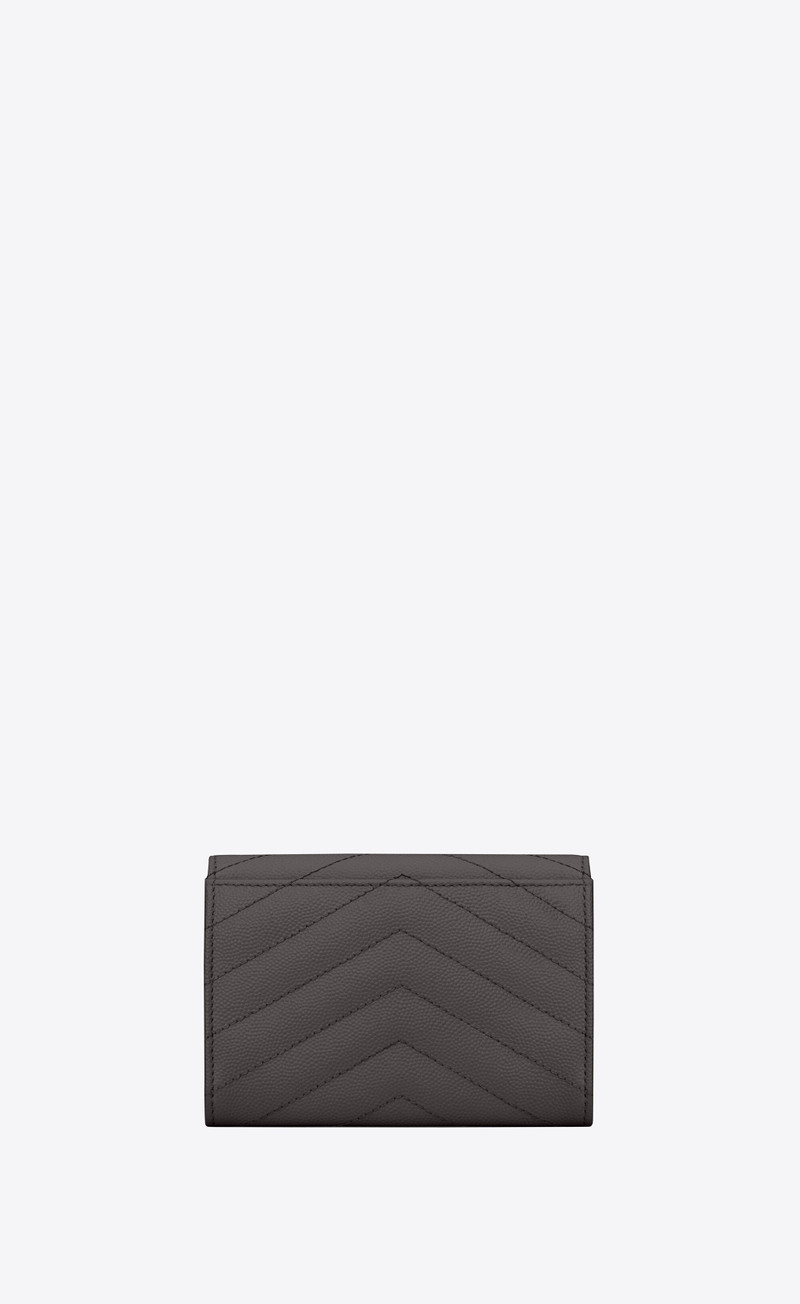SAINT LAURENT monogram small envelope wallet in grain de poudre embossed leather outlook
