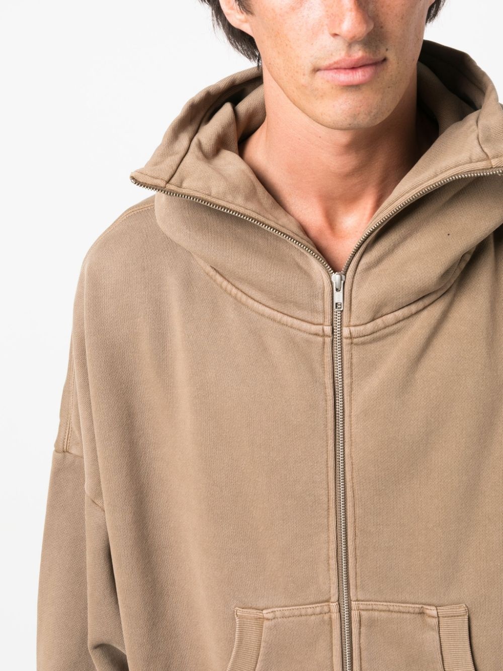 zip-fastening cotton hoodie - 6