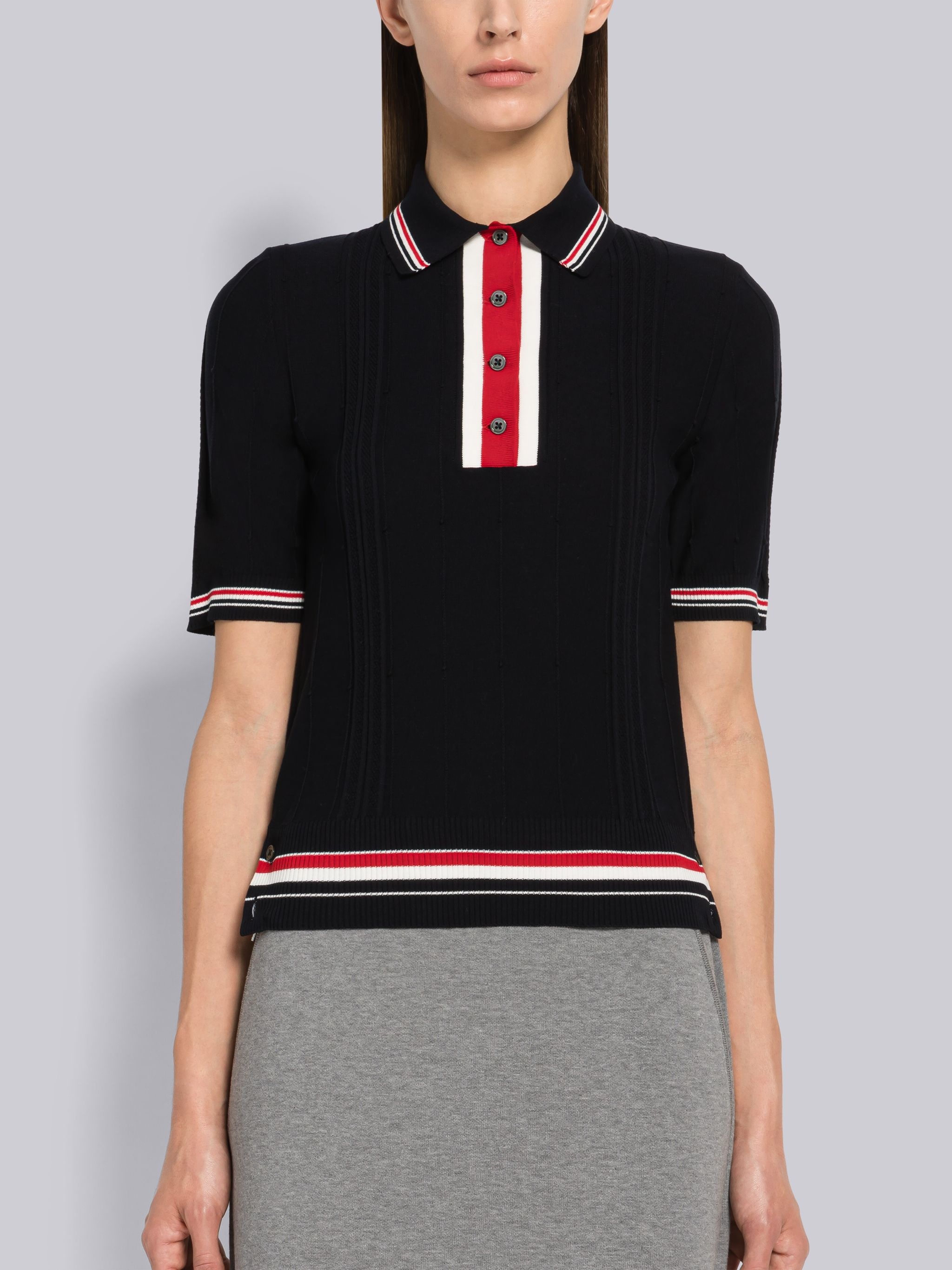 High Twist Cotton Cricket Stripe Polo - 1