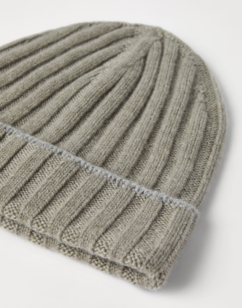 Brunello Cucinelli Cashmere rib knit beanie outlook