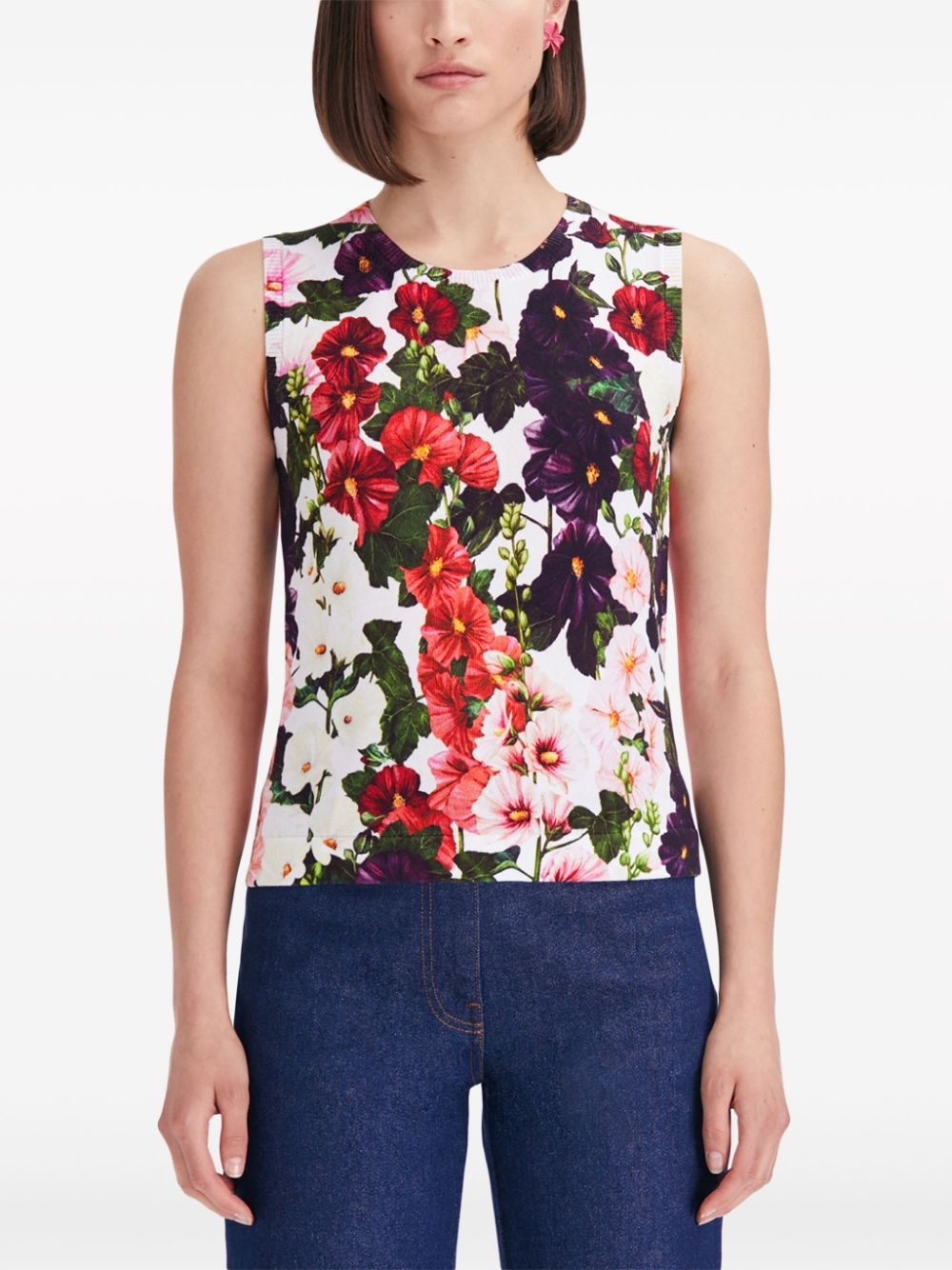 Hollyhocks floral-print tank top - 3