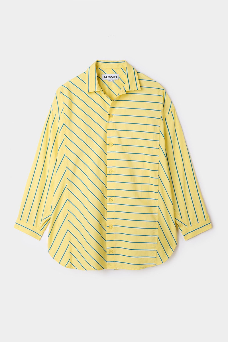SUNNEI MEGA OVER SHIRT W/ CUTS / yellow stripes outlook