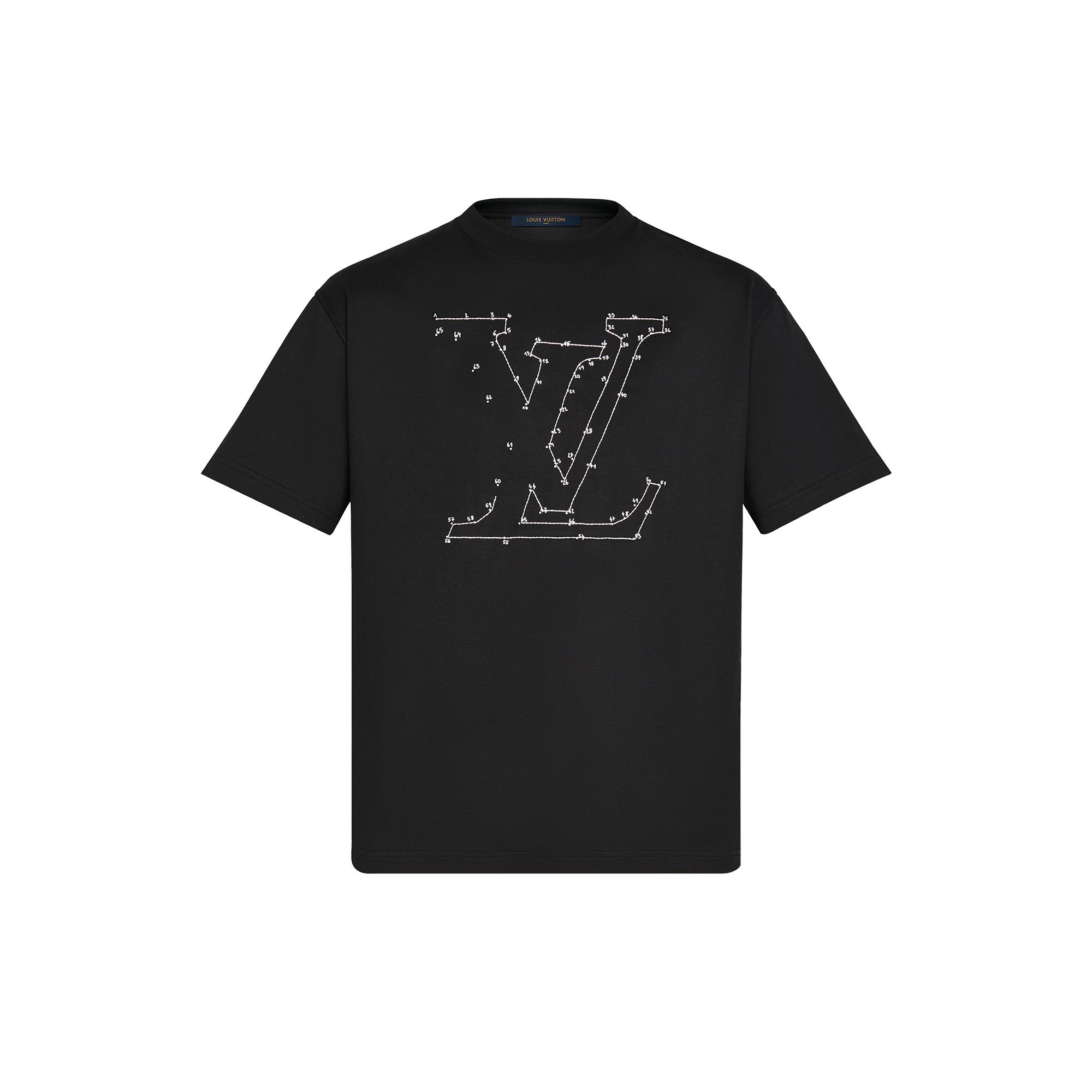 LV Stitch Print and Embroidered T-Shirt - 1