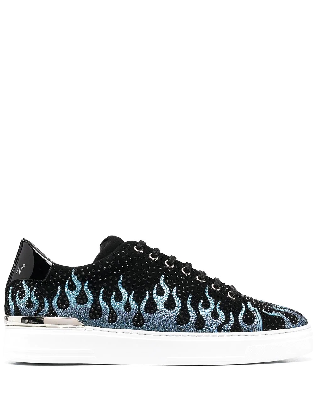 low top crystal flame sneakers - 1