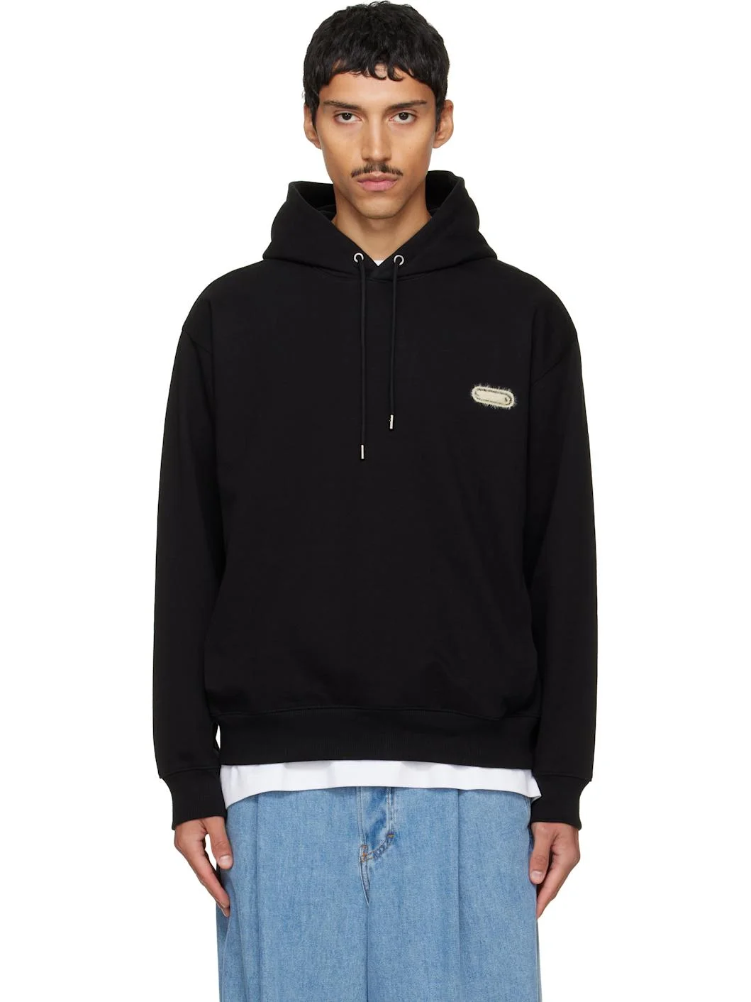 Black Flocked Hoodie - 1