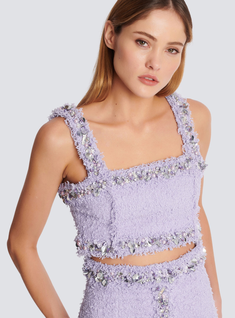 Tweed bra top with embroidered details 7