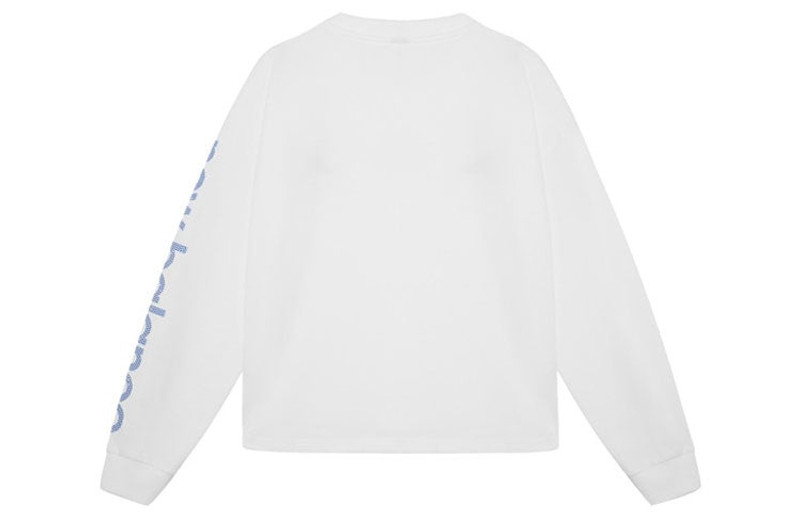 New Balance (WMNS) New Balance Letters Print Sleeve Sweatshirt 'White Blue' AWT11385-WT outlook