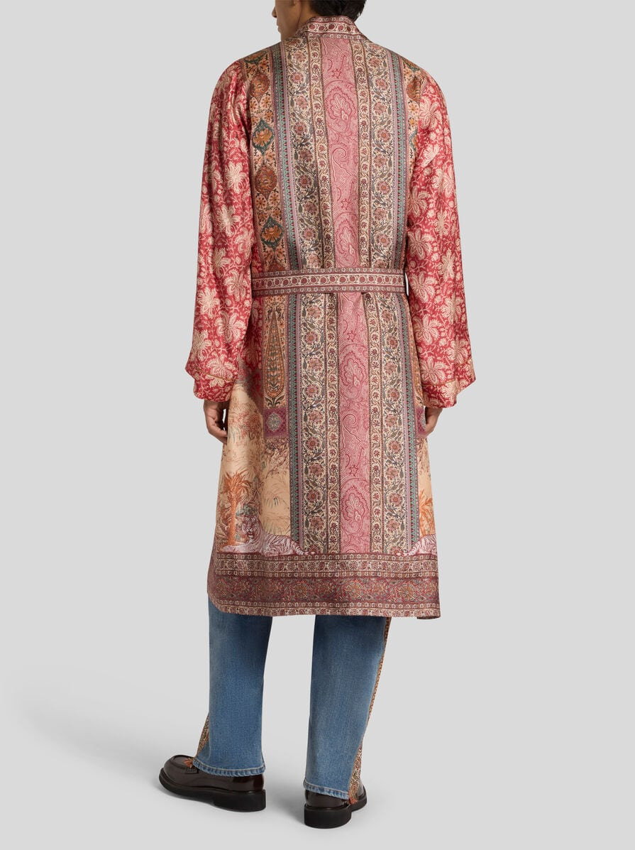 SILK ROBE WITH PLACED PRINT - 5