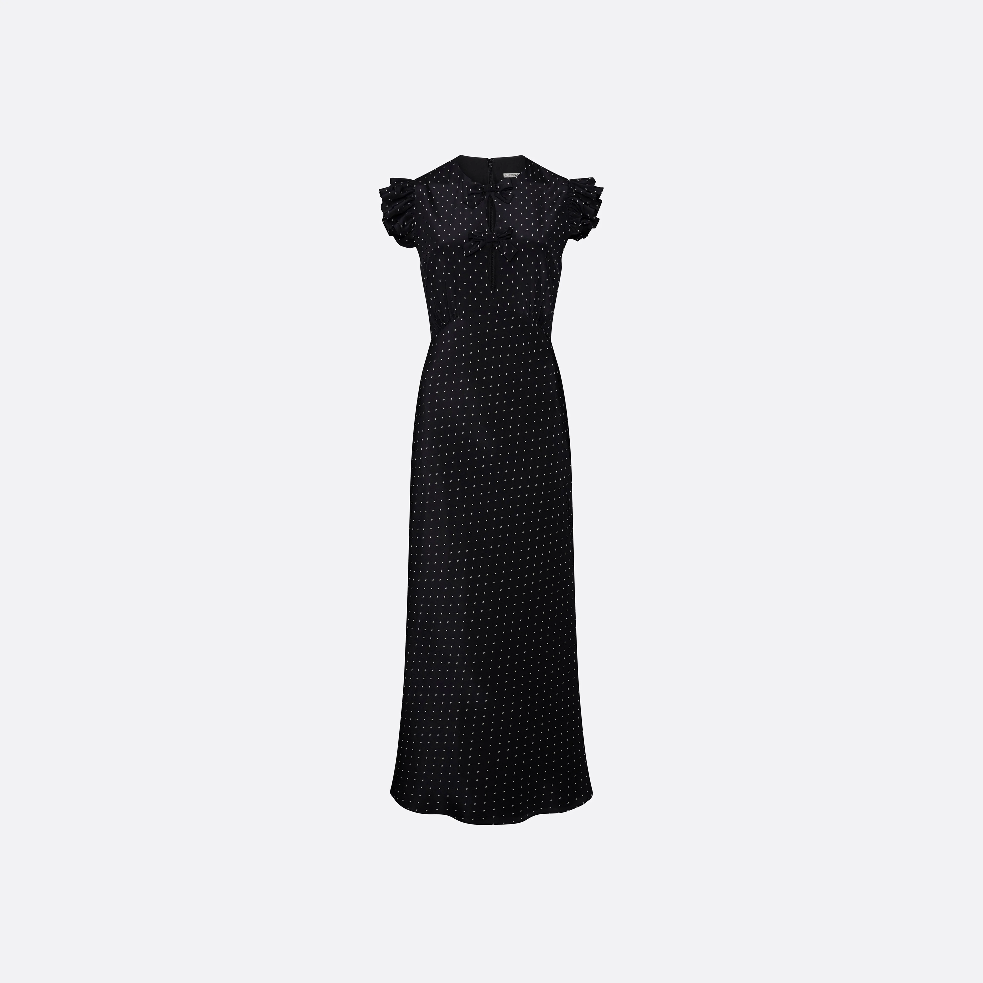 MIDI DRESS WITH RUFFLED SLEEVES - 1