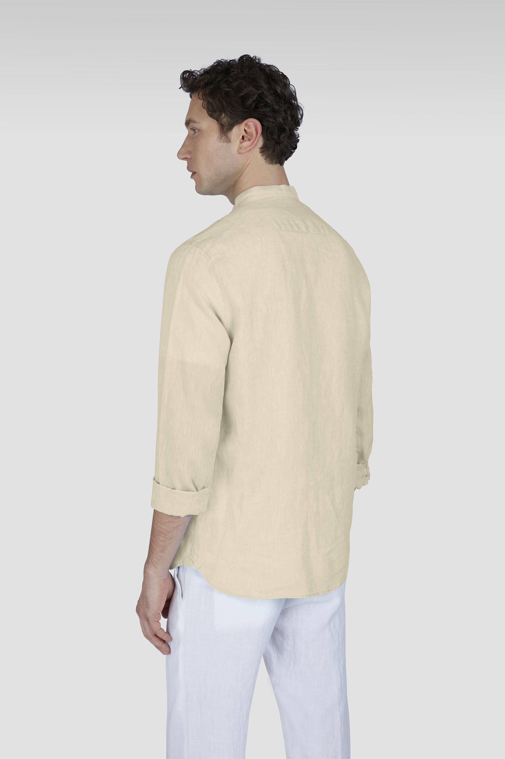 LINEN SHIRT WITH MANDARIN COLLAR - 3