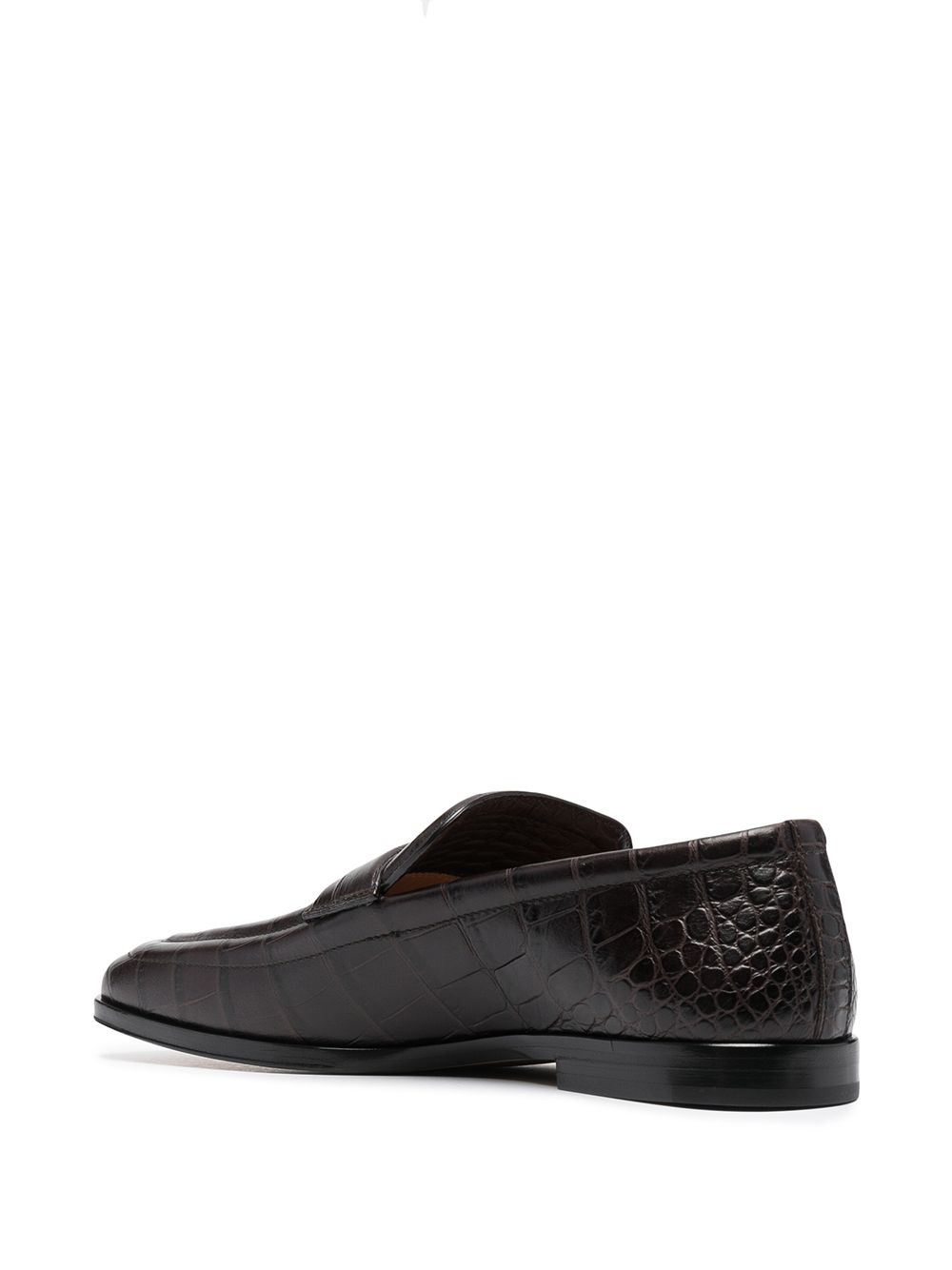 crocodile-effect square toe loafers - 3