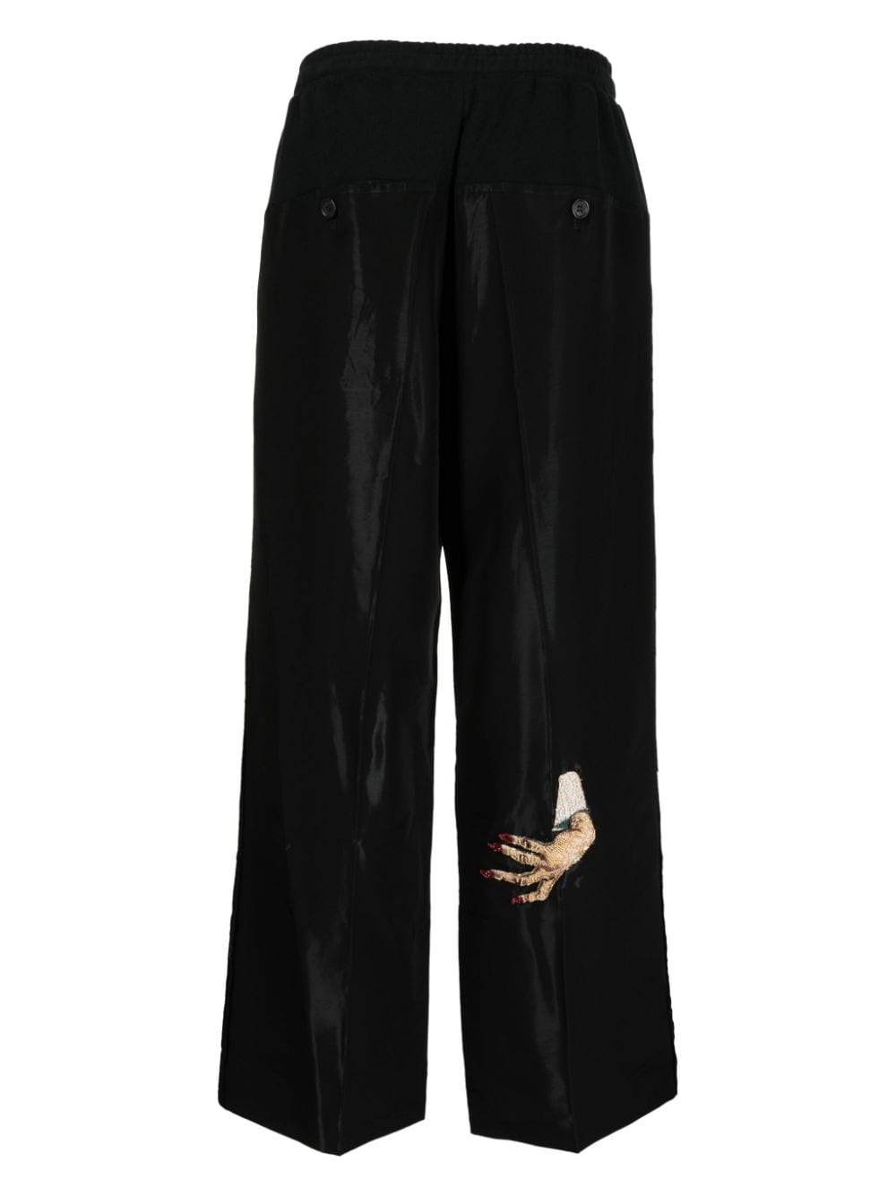 hand-embroidered satin trousers - 2