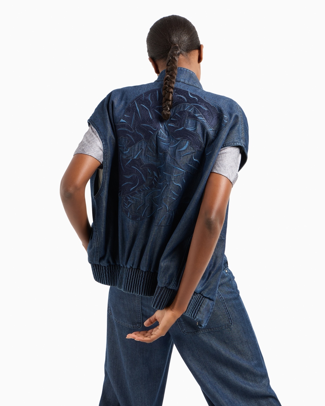 DENIM COLLECTION LYOCELL SLEEVELESS BLOUSON - 6