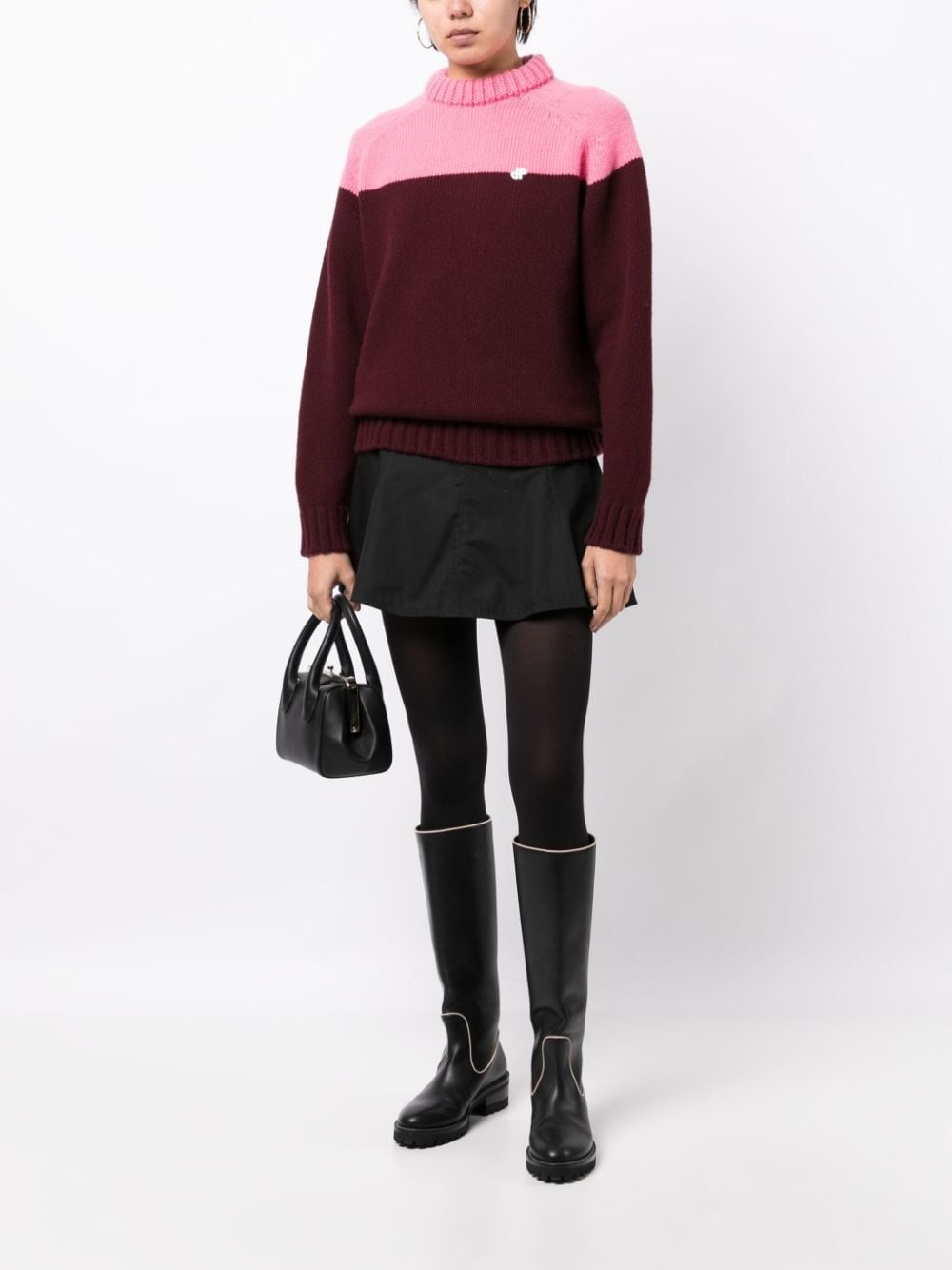two-tone knitted jumper - 2