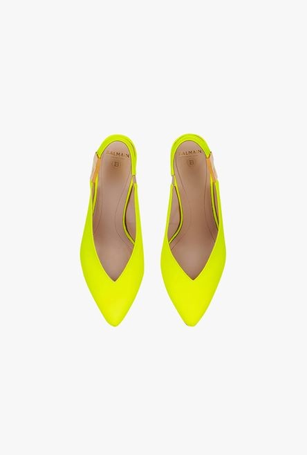 Neon yellow leather Tara pumps - 4