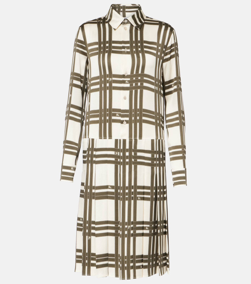 Ribbon Check silk shirt dress 1
