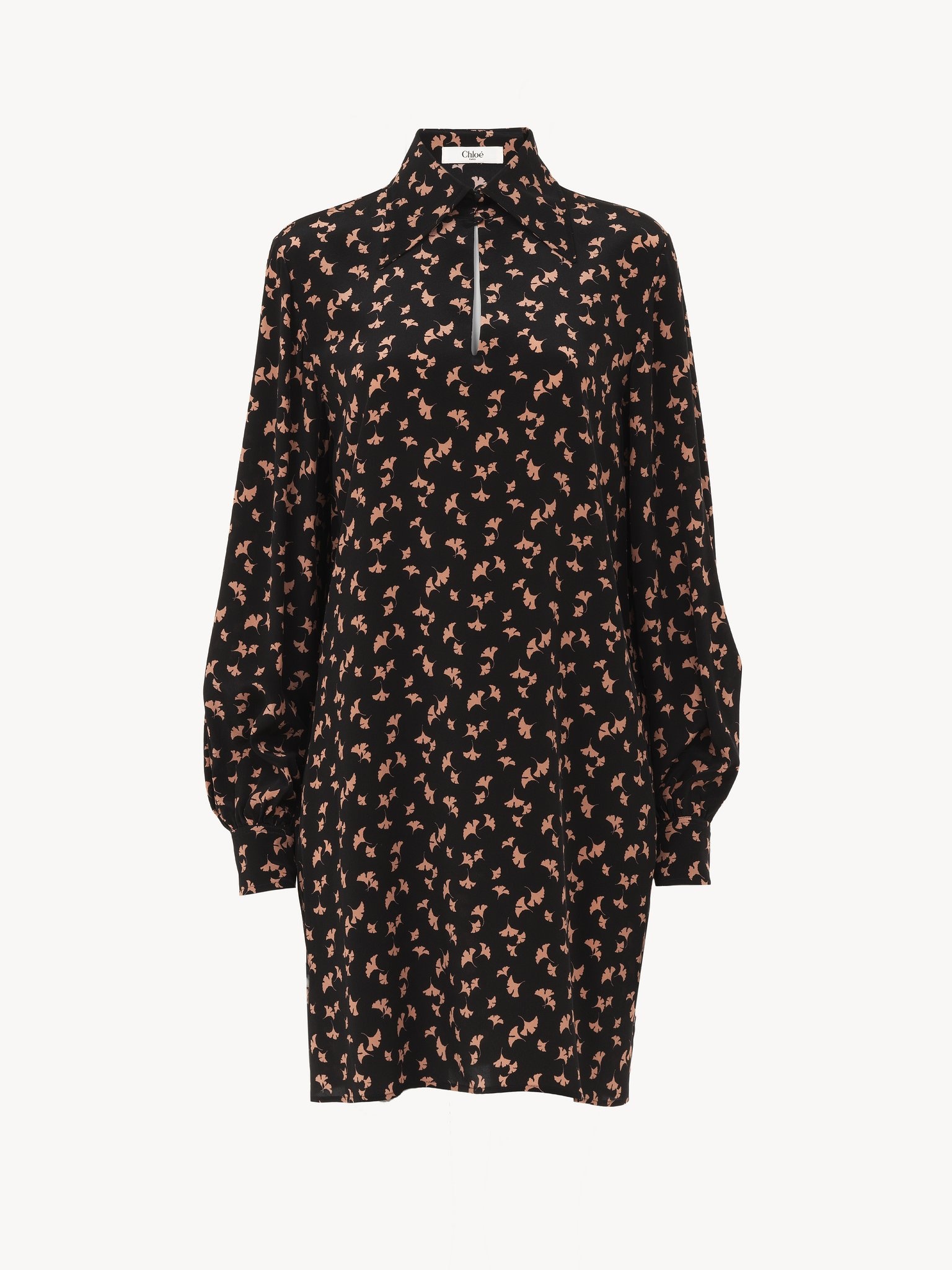LONG-SLEEVE MINI DRESS IN PRINTED CRÊPE DE CHINE - 2