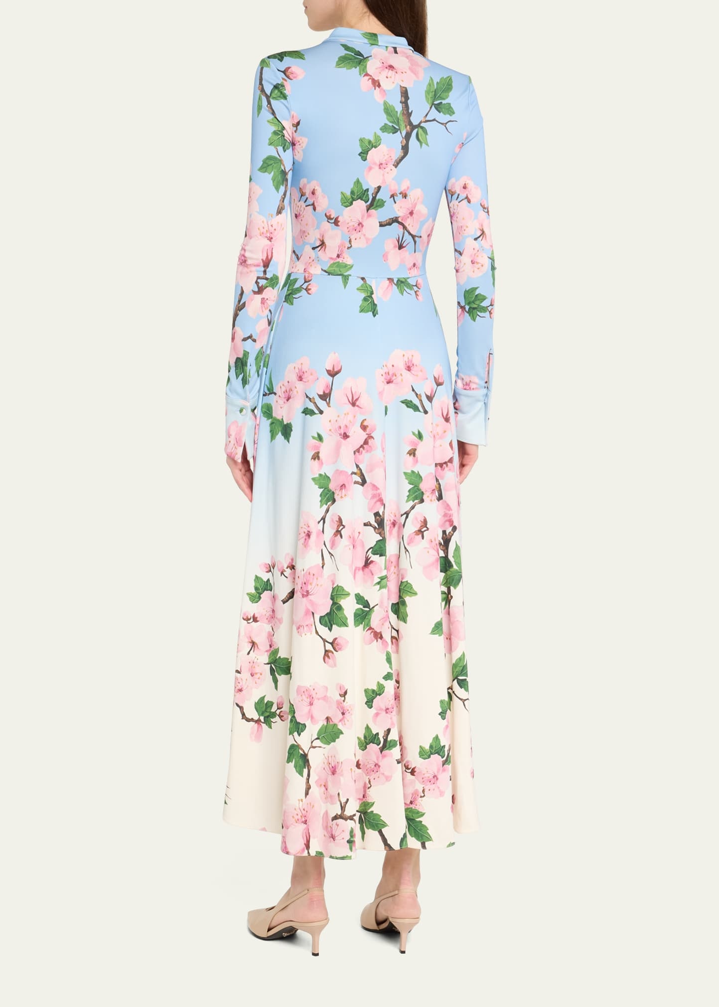 Cherry Blossom Degrade Jersey Long-Sleeve Maxi Dress - 3