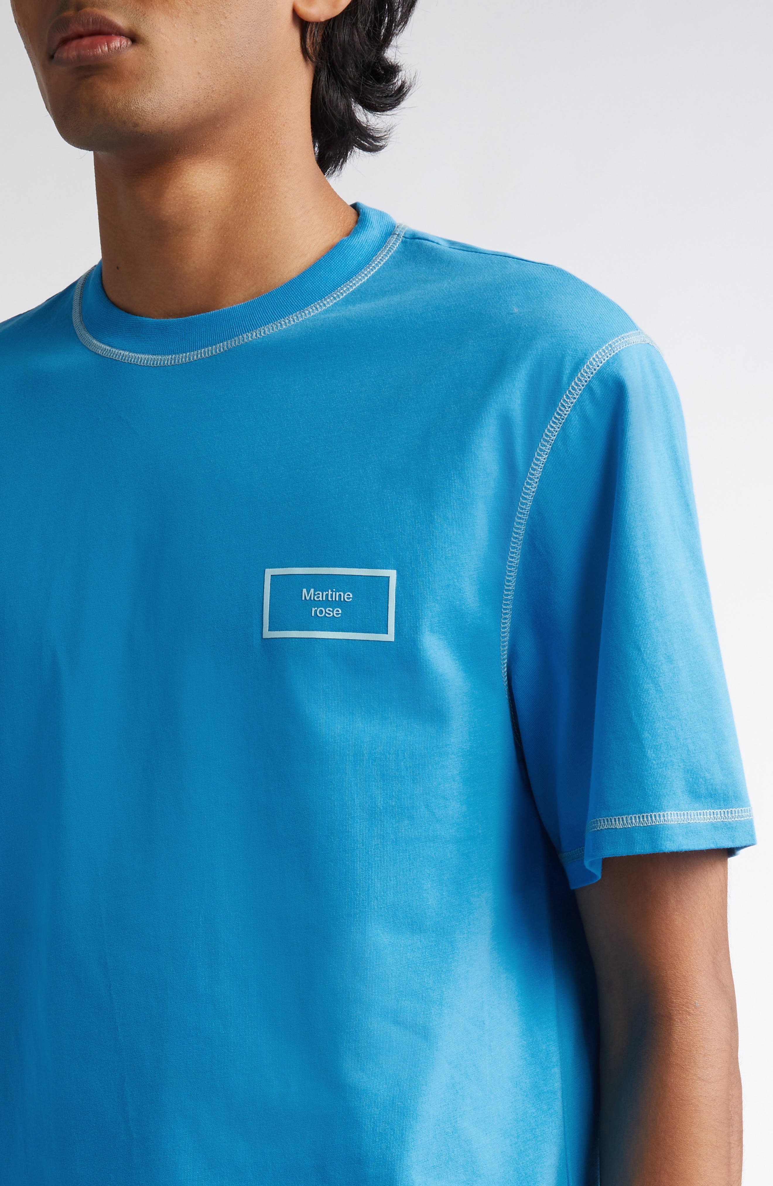 Martine Rose Classic Box Logo Cotton Graphic T-Shirt in Blue Box Logo Blu at Nordstrom - 4