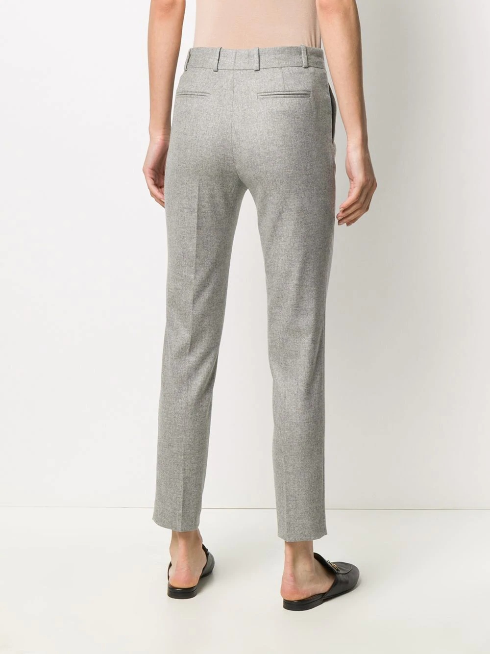 piped trim slim trousers - 4