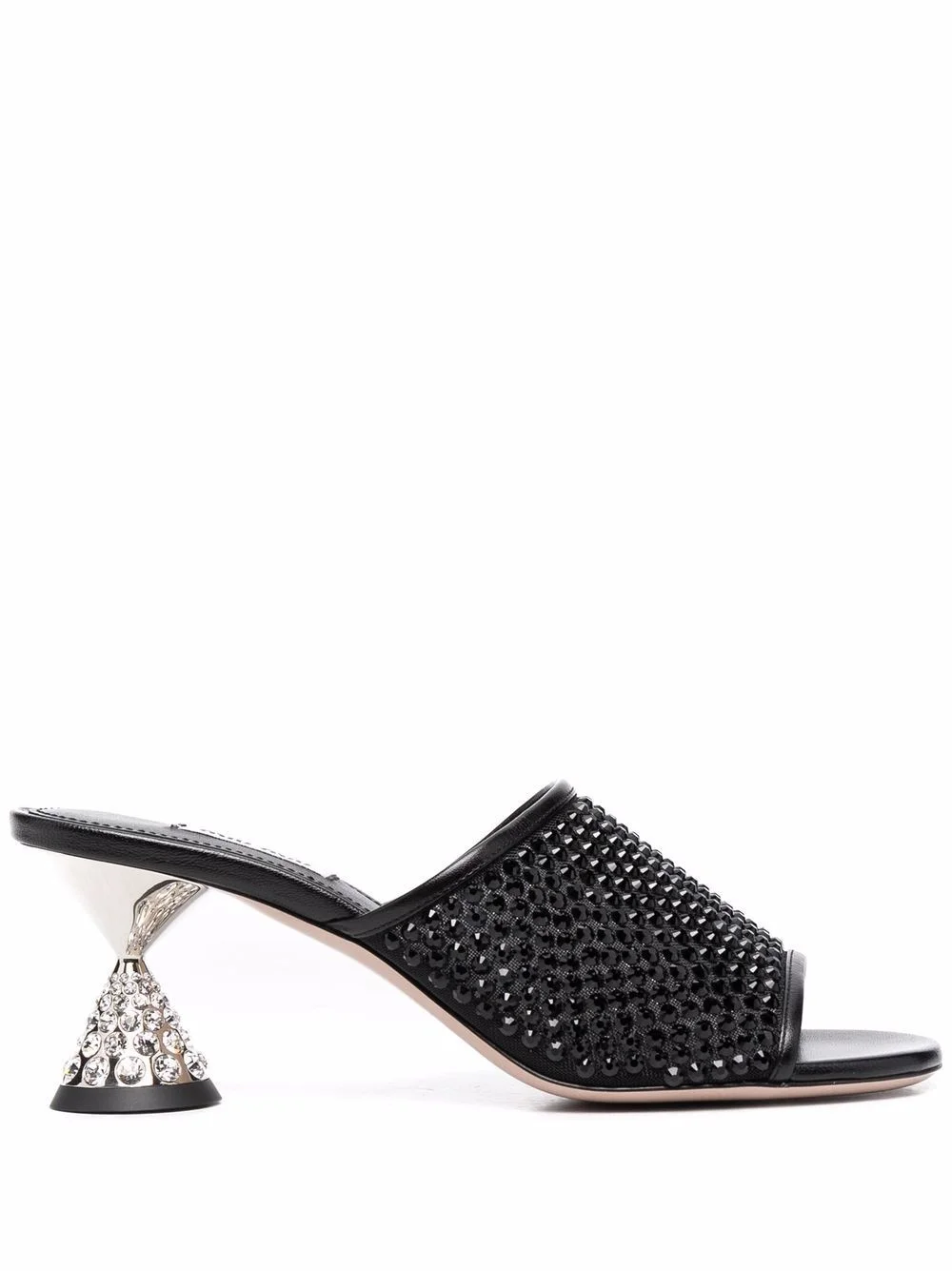 crystal-embellished leather sandals - 1