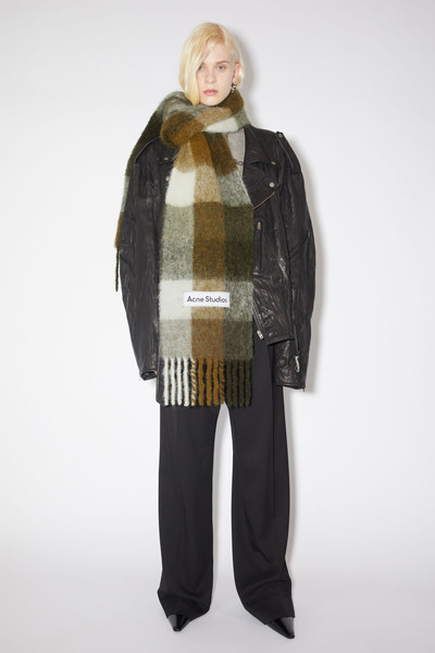 Acne Studios Mohair checked scarf - Taupe/Green/Black outlook