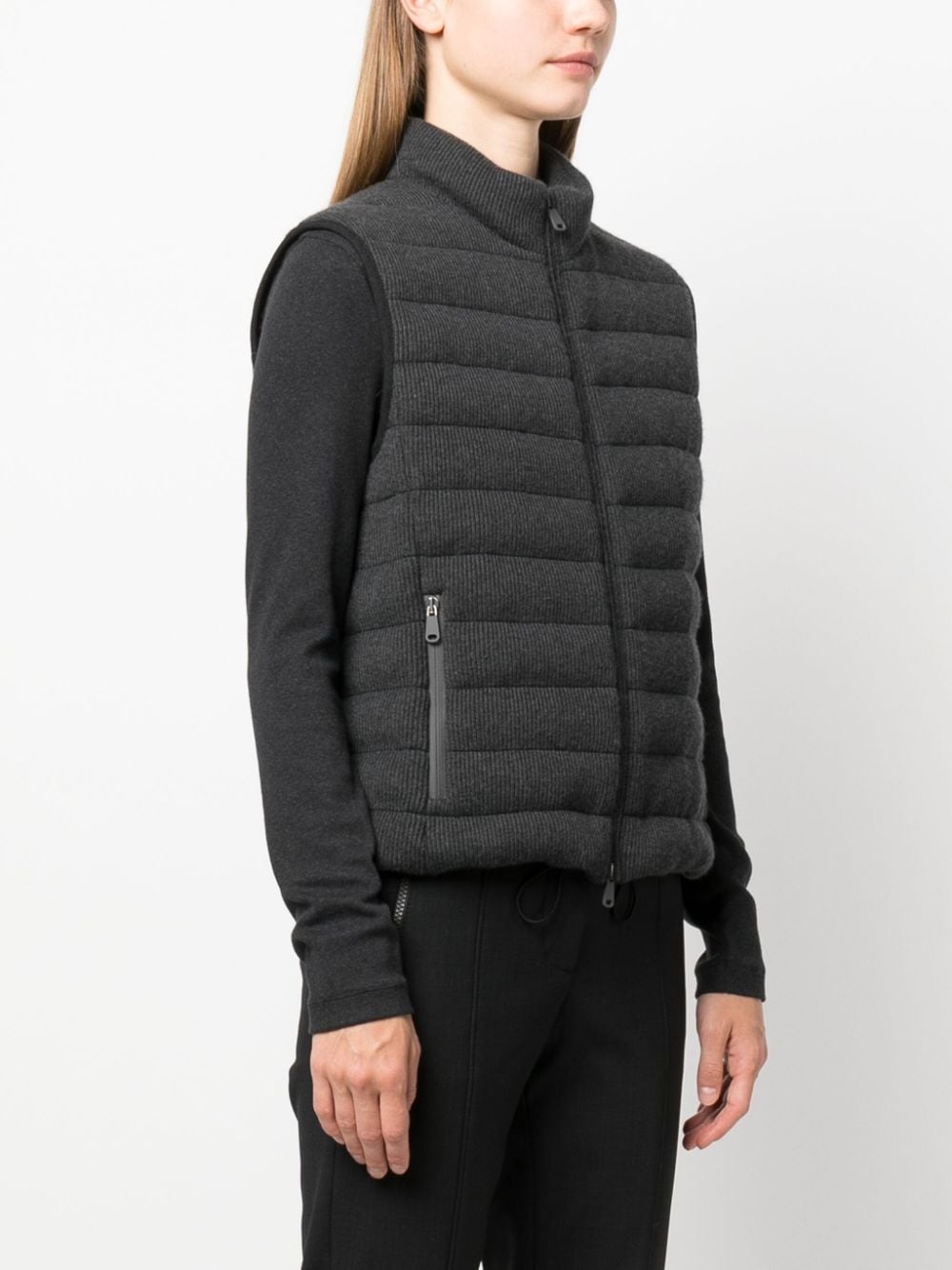 padded ribbed gilet - 3