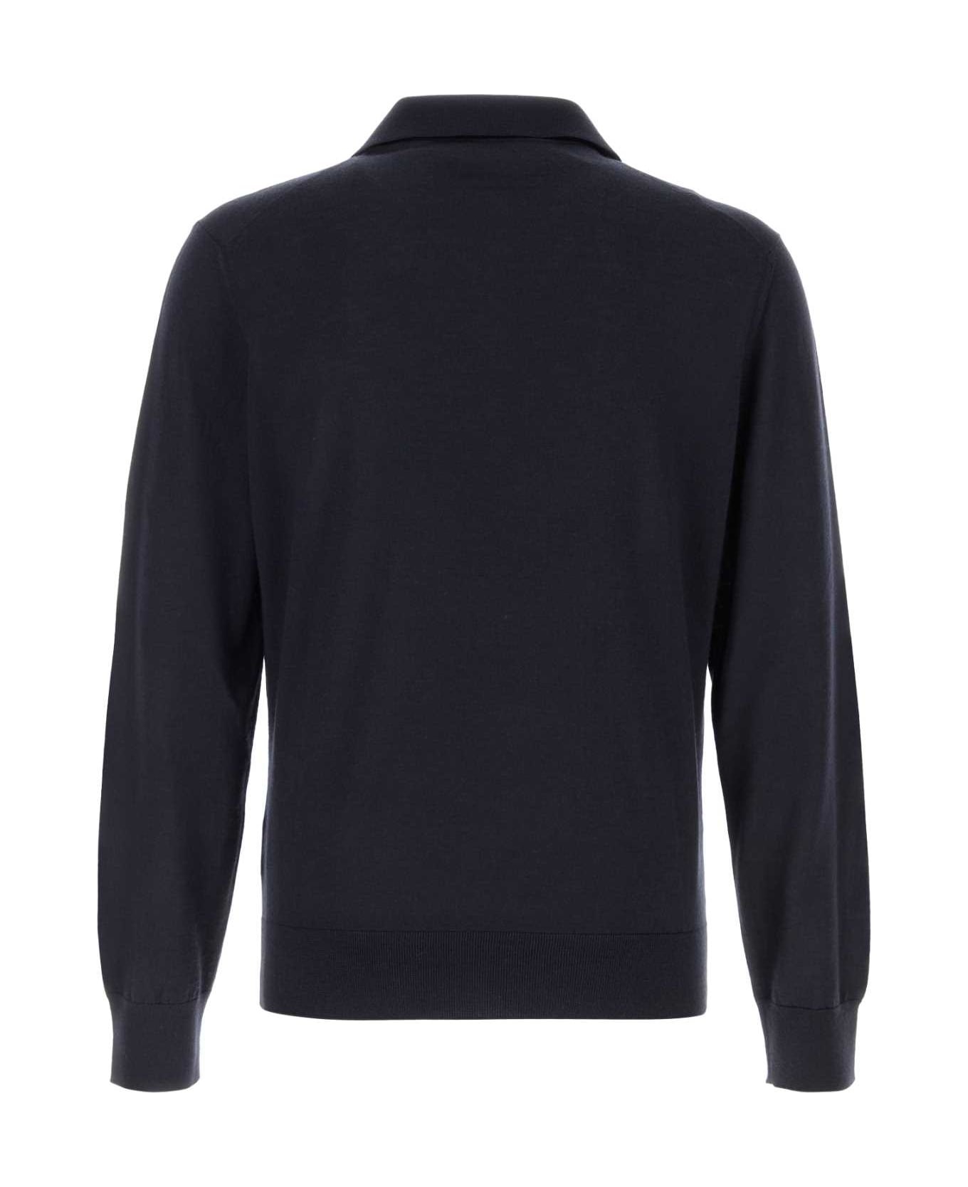 Midnight Blue Cashmere Blend Polo Shirt - 2