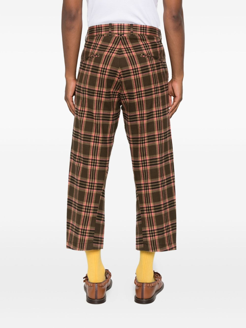 checked-pattern trousers - 4
