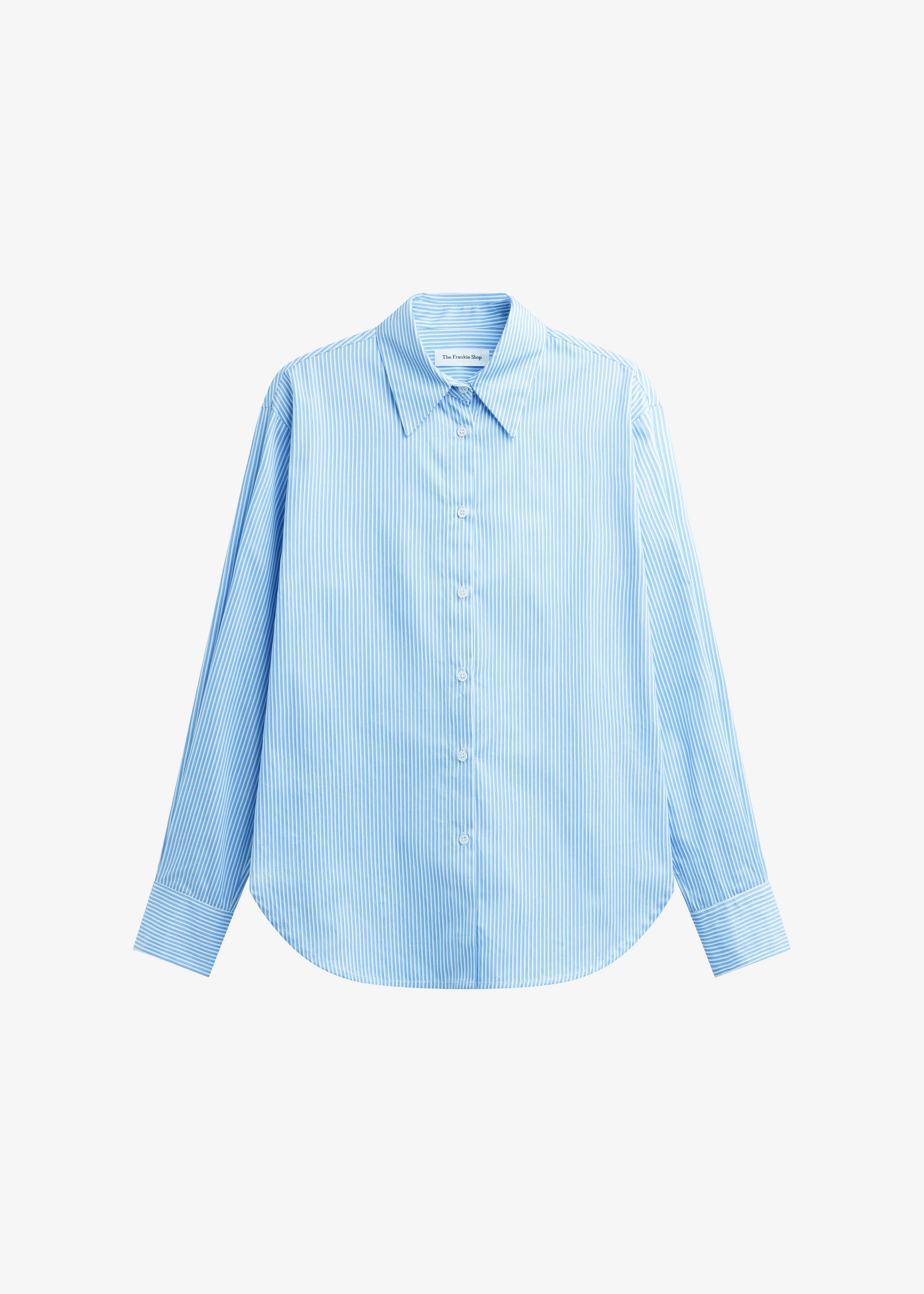 Peri Cotton Shirt - White/Light Blue - 1