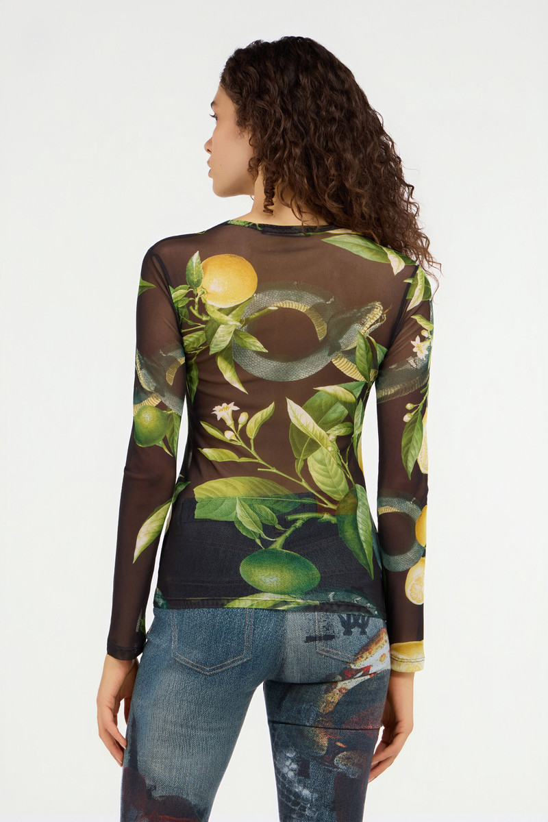 Sweater with Multicolor Lemon and Snake Print 4