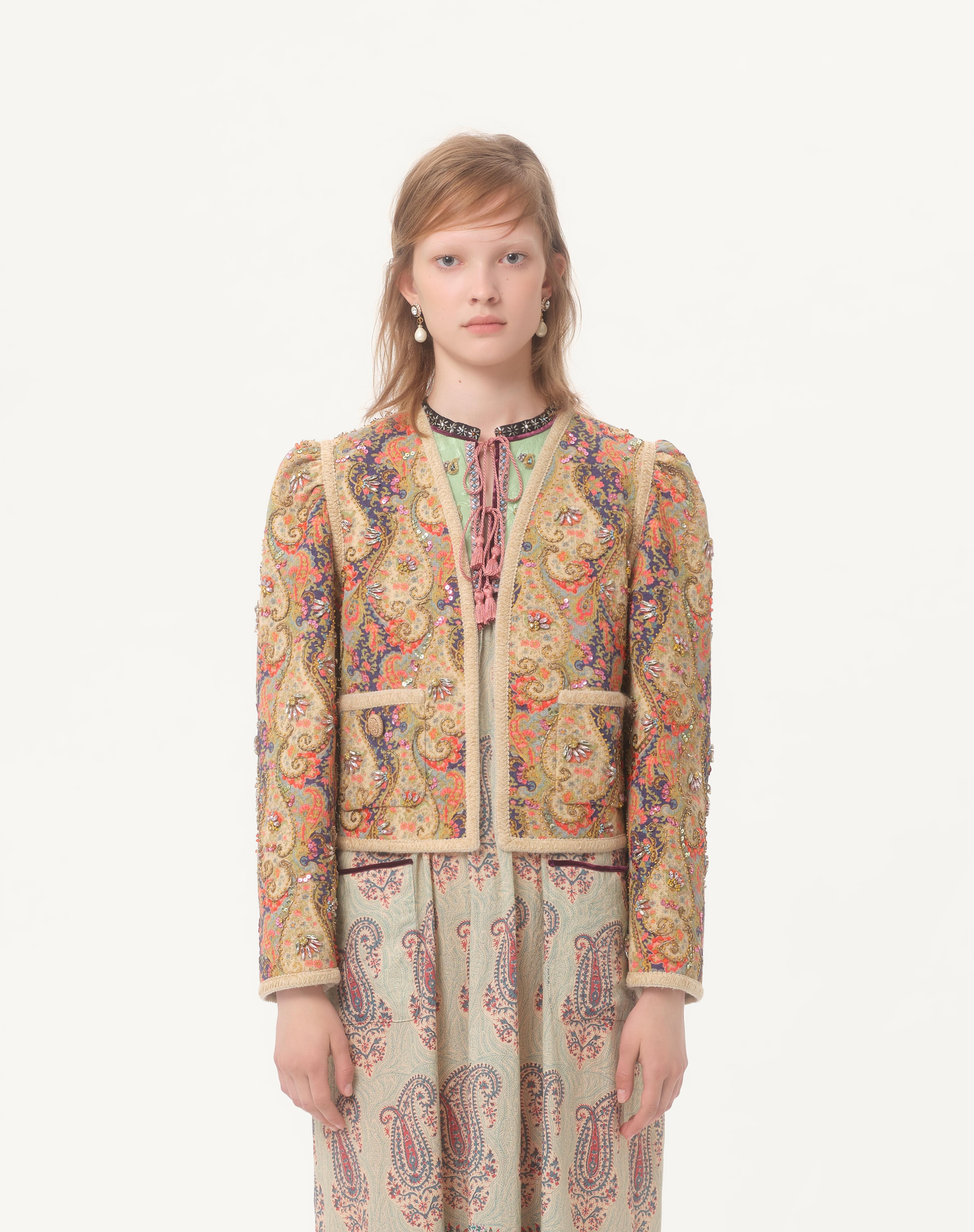 PIQUET JACKET WITH VOYAGE IMAGINAIRE PAISLEY PRINT - 5