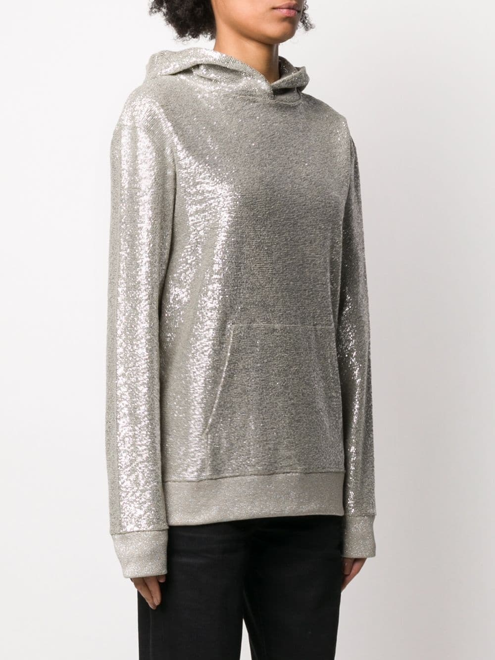 metallic knit hoodie - 3