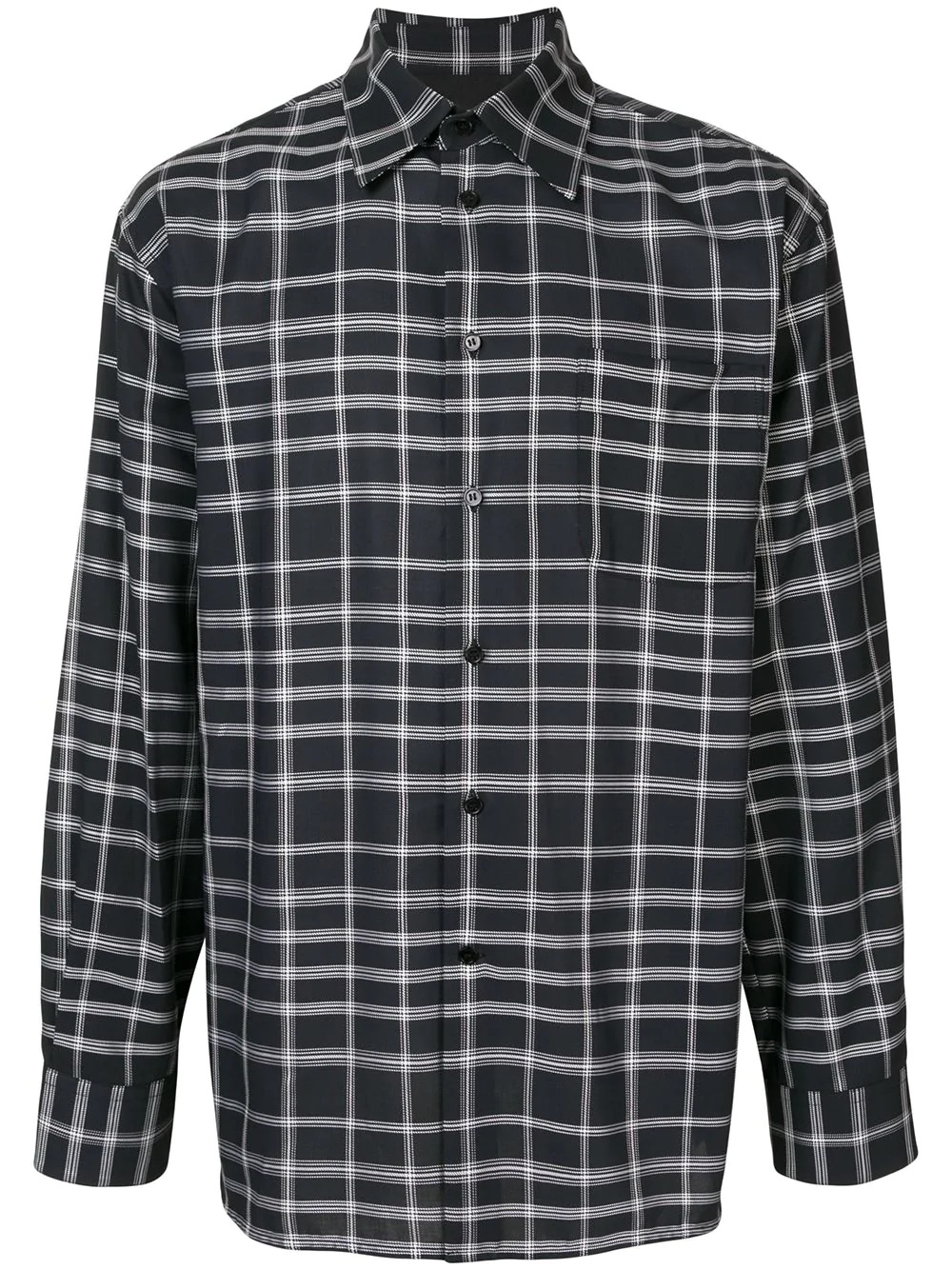 grid print button-up shirt - 1