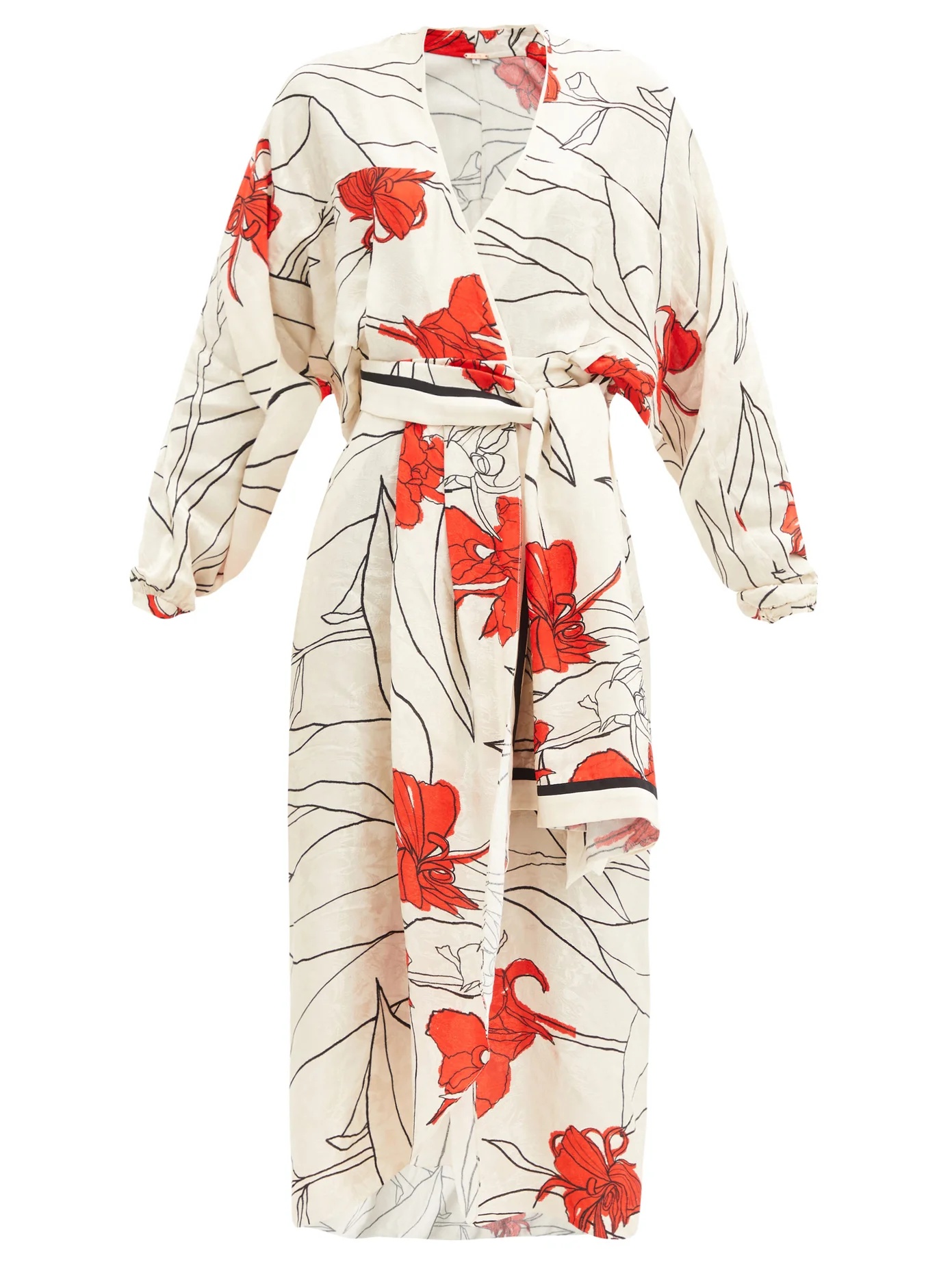 Romantic Message floral-print crepe wrap dress - 1