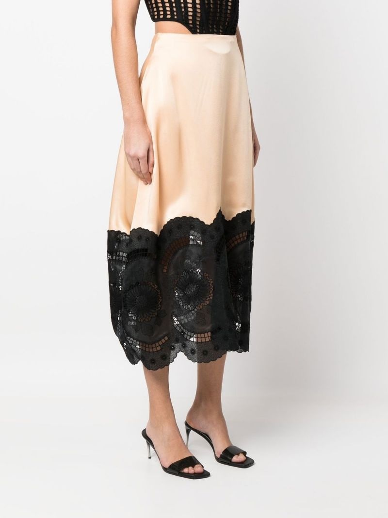 broderie-anglais cotton-linen midi skirt - 3